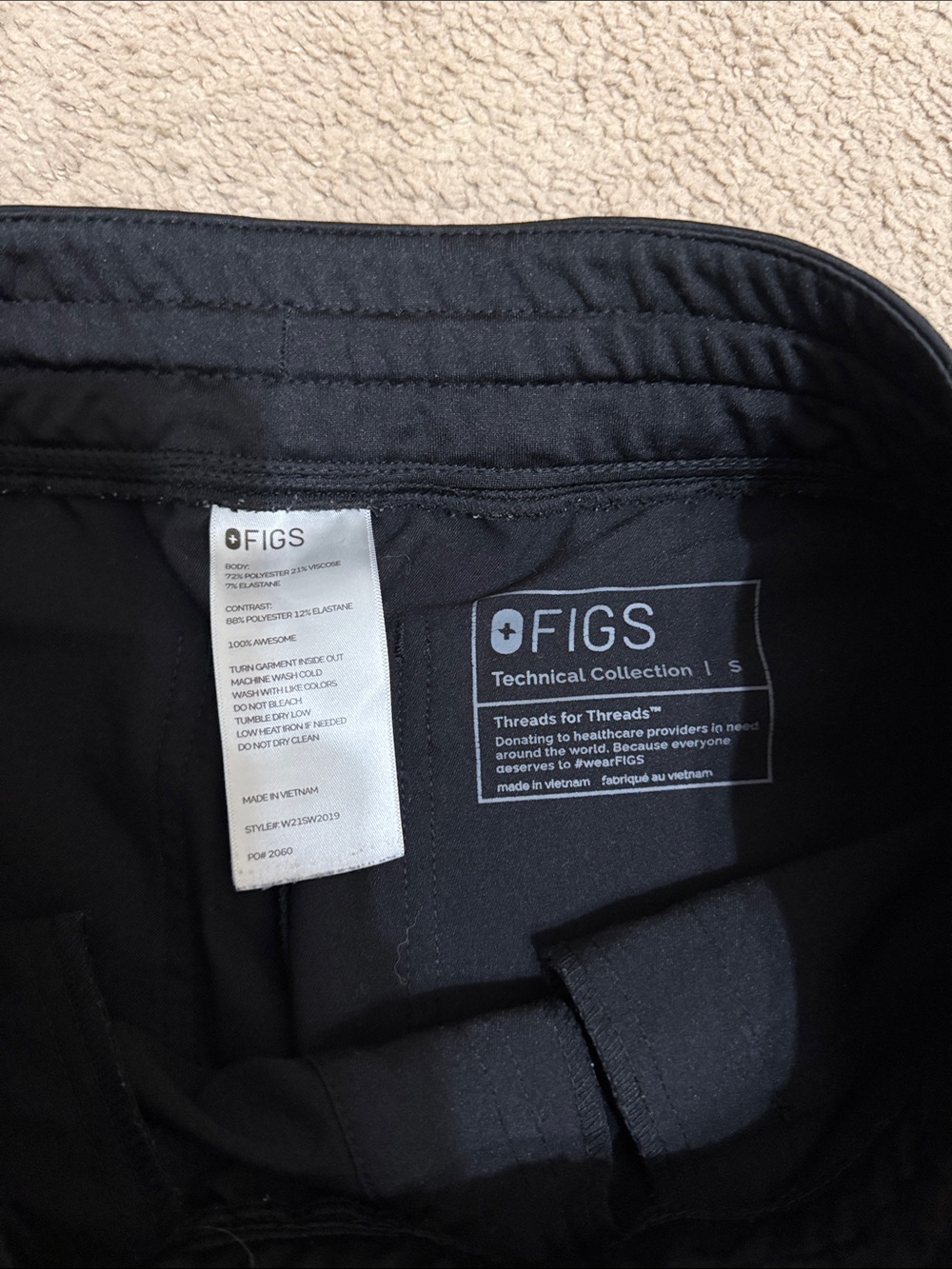 Figs Technical Collection Scrub Pants. Black - Small - Excellent Condition - Picture 2 of 3